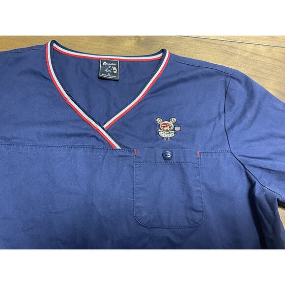 Tokidoki by Koi Women's Scrub Shirt Top Navy Blue W/Pockets Size Medium - Picture 2 of 11